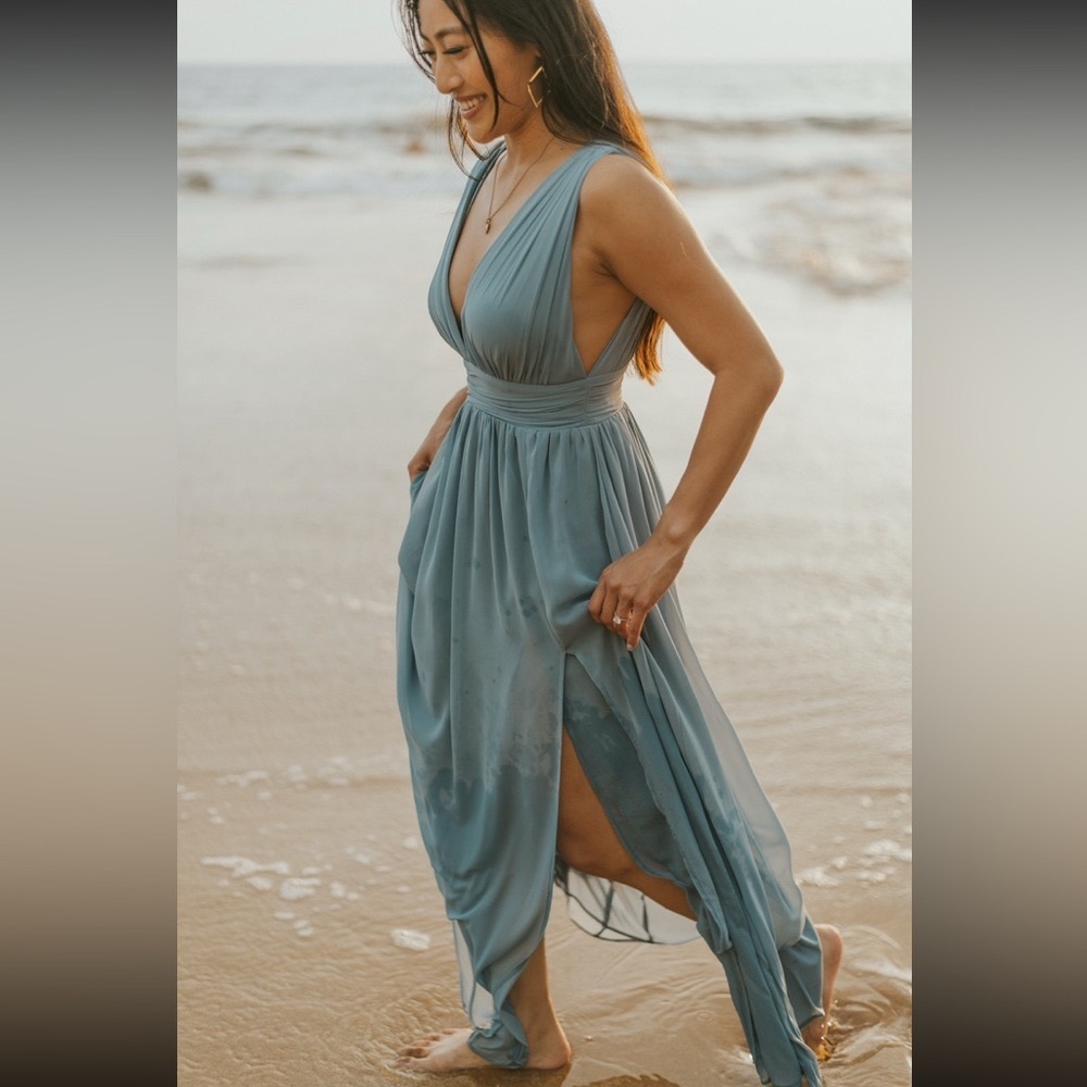 LULUS HEAVENLY HUES LIGHT BLUE MAXI DRESS XS